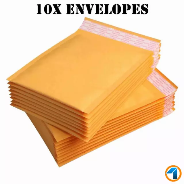 10x Rembourré Sacs Envelopes 265 x 180mm Haute Qualité Or Pas Cher Adhésif