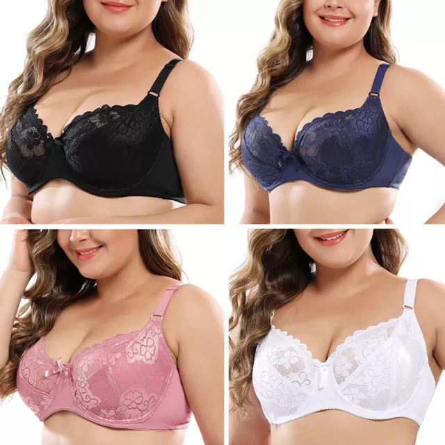 Ladies Plus Size Lace Bra Large Bust Underwired Full Coverage Bras