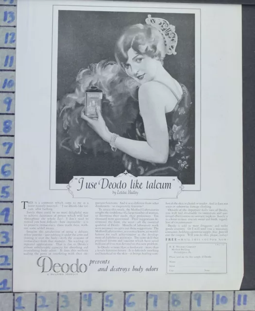 1925 Doedo Talcum Deodorant Hadley Hygiene Health Beauty Vintage Art Ad  Cd75