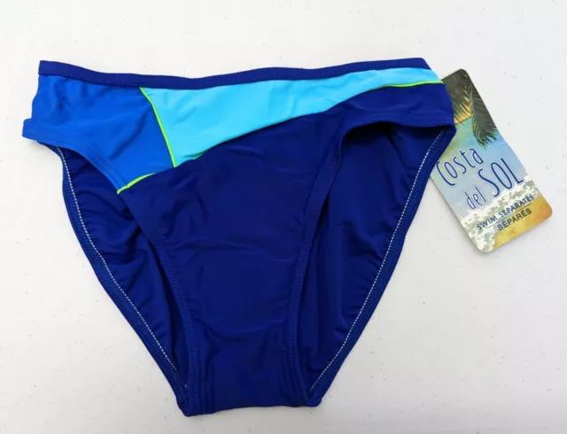 Parte inferior de bikini de natación Costa del Sol para mujer S (6/8) azul bloque de color pierna alta