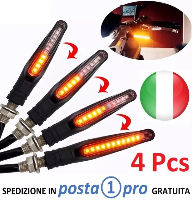 4x FRECCE MOTO LED CON ACCENSIONE SEQUENZIALE DINAMICA ARANCIONE