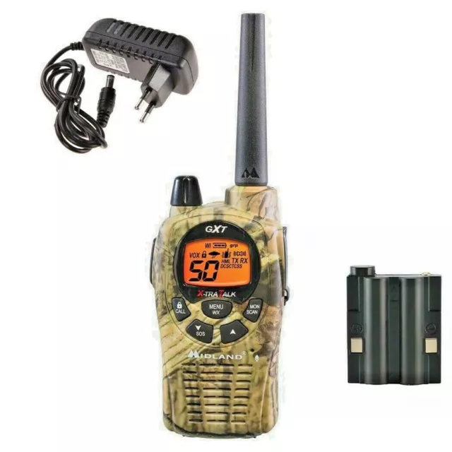 1 Walkie Talkie Midland GXT1050 5W Vox With Battery and Charger Pack Single