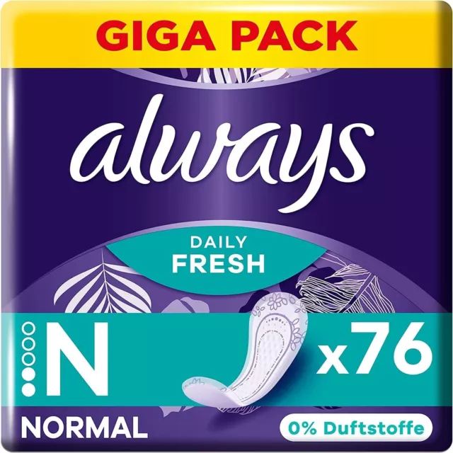 Always Daily Fresh Slipeinlagen Damen Normal 76 Binden Gigapack ohne Duft