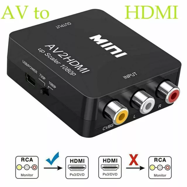 HDMI Zu Rca Cvbs Av 1080P Video Audio Komposit Konverter Mini Adapter HDTV / D ⭐