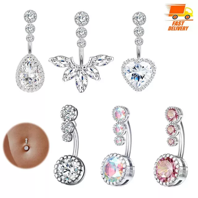 Belly Navel Button Bars Body Bar Piercing Jewellery Gem Ring Crystal Rings Gift