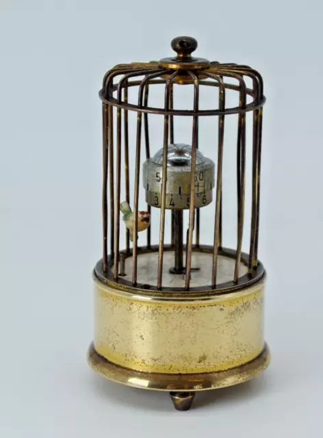 Antique German Kaiser Bird Cage Ticking Clock 1920s