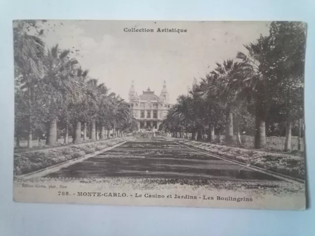 CPA  Monté Carlo. Le Casino et jardins.Les Boulingrins 1907