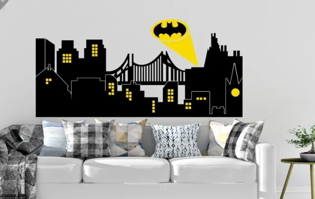 Gotham City Skyline Batman inspiriert Design Held Wandkunst Aufkleber Vinyl Aufkleber