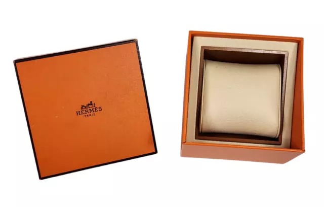 Authentic HERMES Leather & Wood Presentation Watch Box w Certificate &  Price Tag