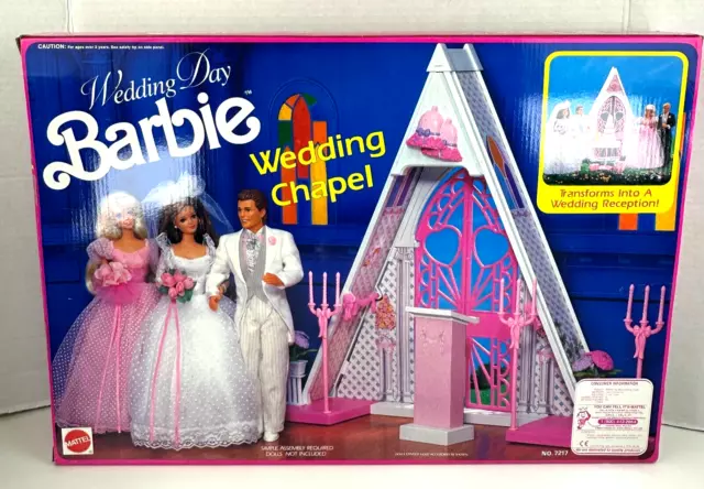 Wedding Day Barbie Chapel w/ Kelly & Todd, Alan, Midge Mattel 1990s NEW in Box 2