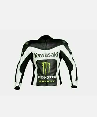 Kawasaki Monster Motorbike Leather Jacket Motorcycle Racing Cow Hide Jacket