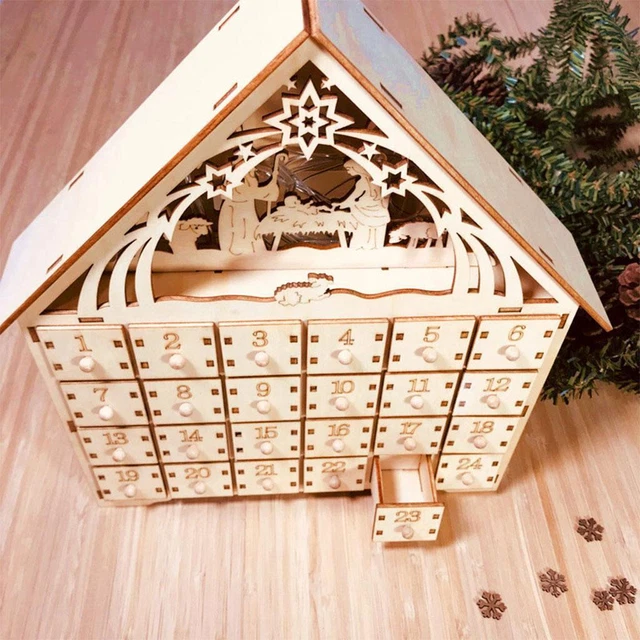SAND MINE Wooden Christmas Advent Calendar with 24 Drawers, Countdown to Christmas, Refillable Wooden Advent, Red & White SAND MINE Wooden Christmas Advent Calendar with 24 Drawers, Countdown to Christmas, Refillable Wooden Advent, Red & White