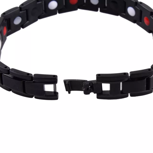 Men Black Magnetic Therapy Health Bracelet Energy Wristband Titanium Steel Pop 2