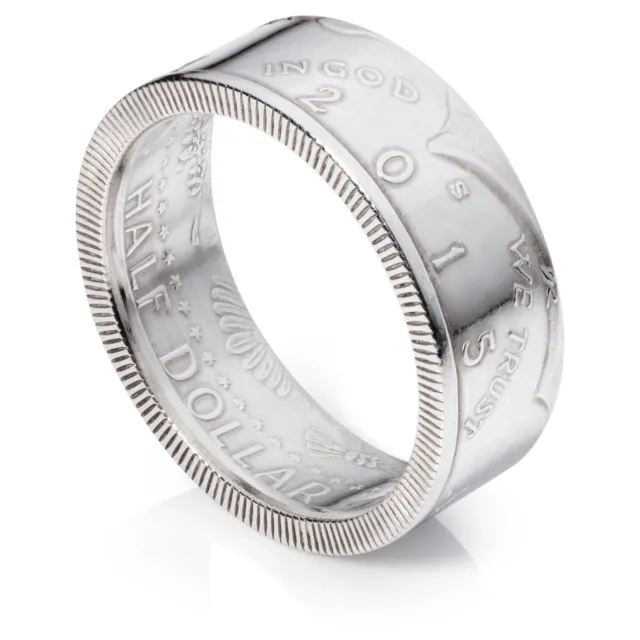 Kennedy Silver Half Dollar Coin Ring - 2010-2018 - "Heads" - Polished Finish