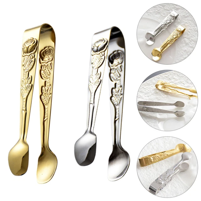 2 Pcs Ice Cube Clip Salad Tong Small Serving Tongs Block Metal