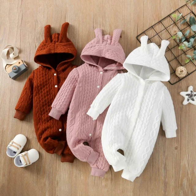 Newborn Baby Boy Girl Kids Bear Hooded Romper Jumpsuit Bodysuit Clothes Outfits