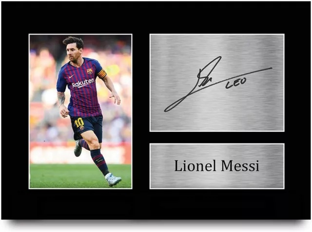 Affiche Lionel Messi Avec Affiche Autographe 45X32Cm Barcelone