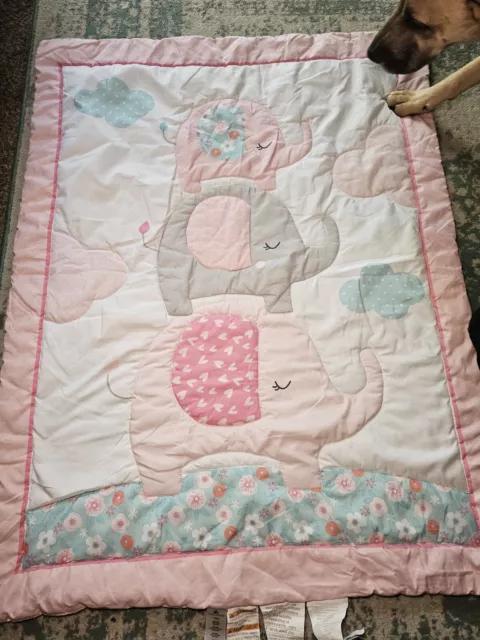 Cuddle Time Baby Quilt For Crib Elephants Baby Girl