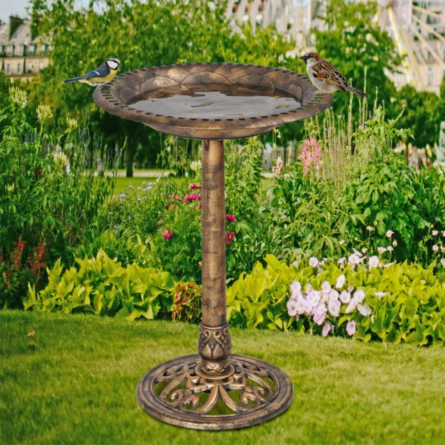 28" Lightweight Bird Bath Feeder Standing Outdoor Garden Patio Decor Bronze