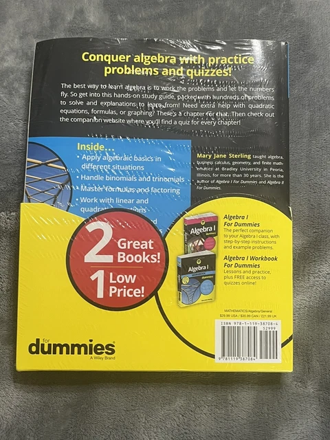 Algebra I for Dummies Book + Workbook Bundle by Mary Jane Sterling (2017, Trade 2