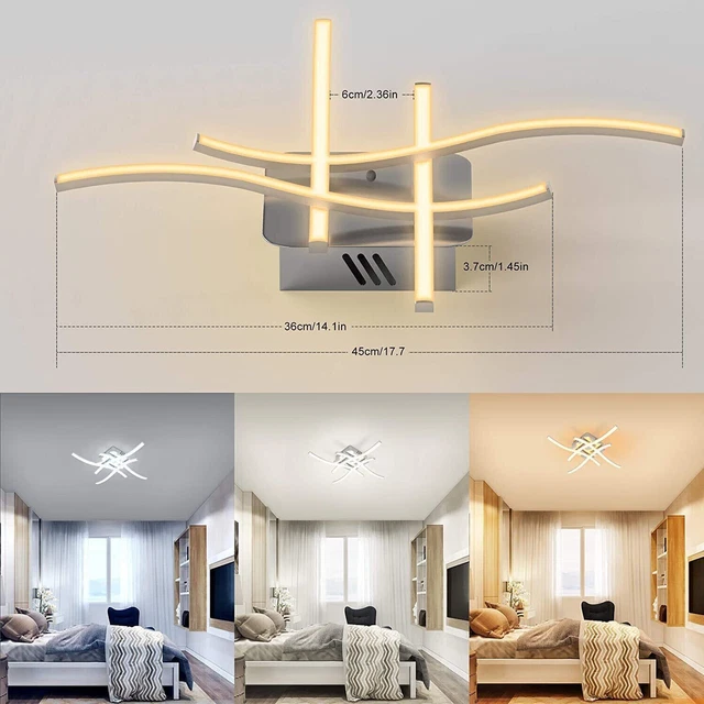 CEILING LIGHT 4 Wave Lights Modern Kitchen Living Room Bedroom Lamp LED