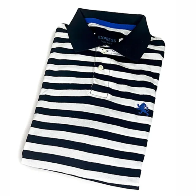 Express Black & White Stripe Polo