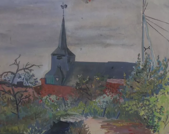 Lemaire-Bruneteau-Gouache-Brinon Sur Sauldre-Sologne-Cher-Bourges-1960-Signee