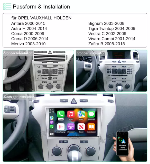 Android 12 Autoradio Navi IPS 32GB GPS WIFI Carplay BC BT Opel Zafira B Astra H 3