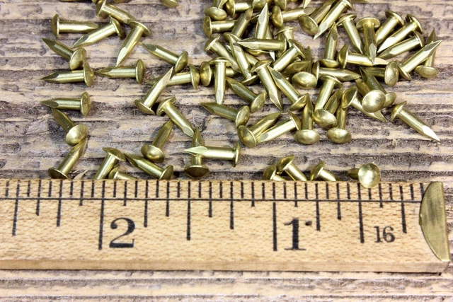 1/4” Solid Brass BRADS Escutcheon pins 25 NAILS large head #15 gauge USA made 2