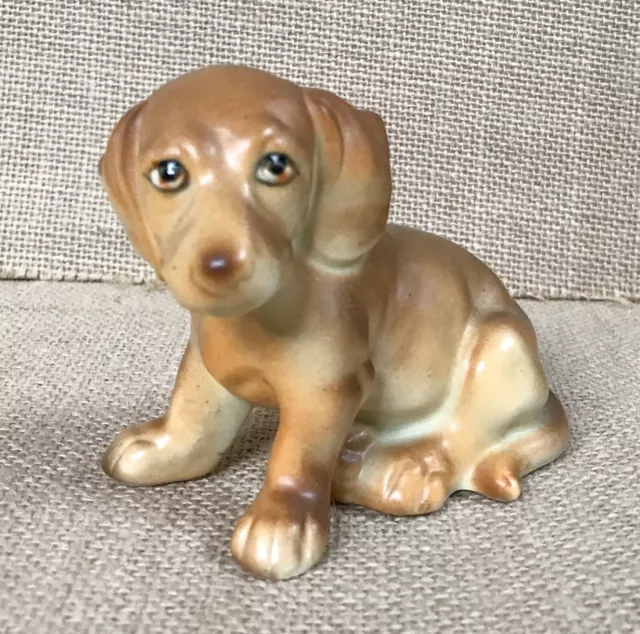 Vintage Light Brown Beagle Puppy Dog Figurine Sad Eyes Kitsch