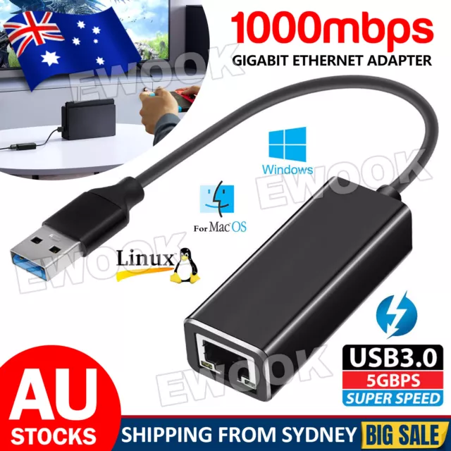 1000Mbps USB 3.0 Type-C USB C to Ethernet RJ45 Gigabit LAN Network Adapter PC