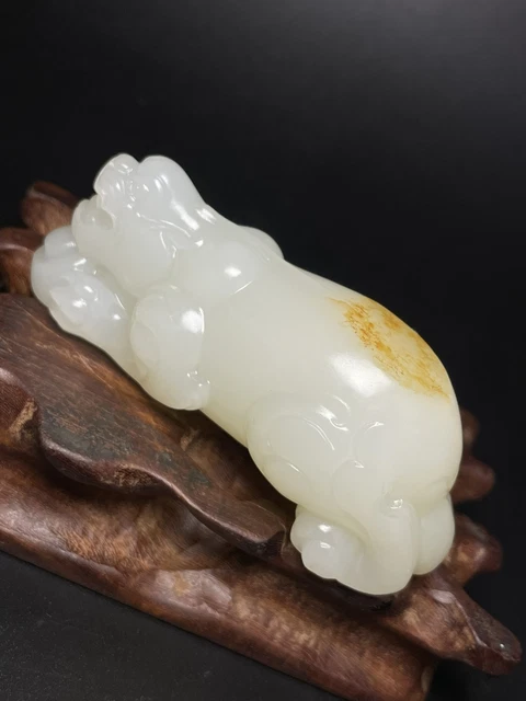 Chinese Exquisite Handmade Brave Troops carving Hetian Jade Statue