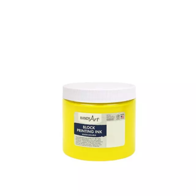Handy Art 301-010 Water Soluble Block Printing Ink Jar, Yellow, 16-Ounce