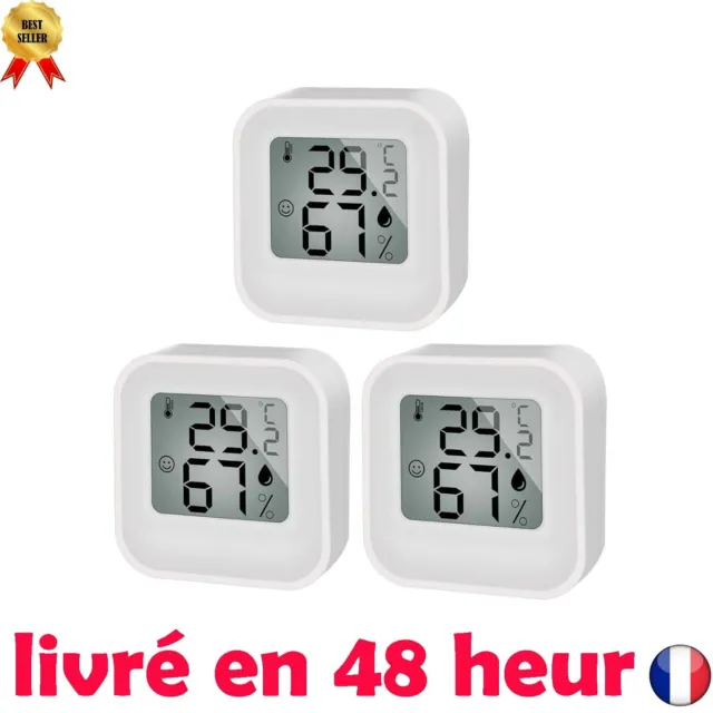 DIFCUL Lot de 3 thermomètres numériques Mini LCD thermomètre hygromètre numér...