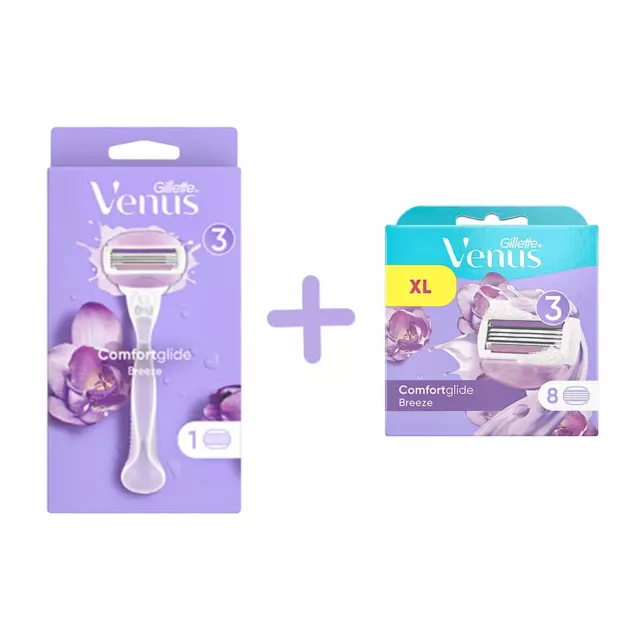 Gillette Venus Comfortglide Breeze Damen Rasierer + 5er, 9er Rasierklingen OVP