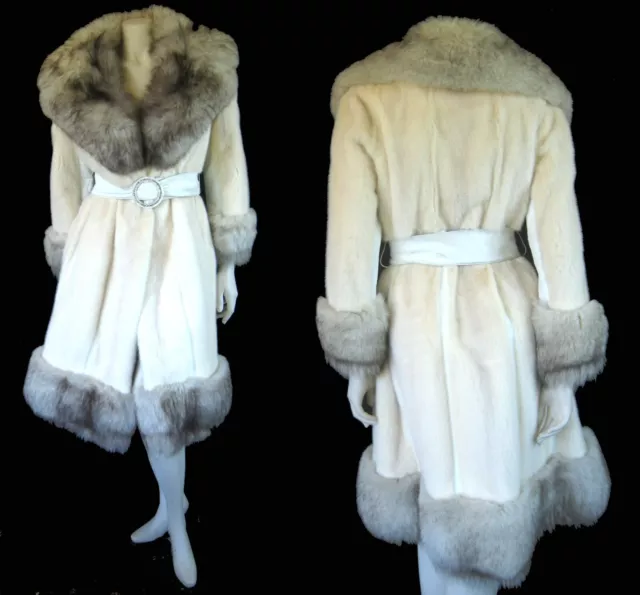 Blonde MINK & Norwegian FOX Fur Coat, Ivory Vintage Jacket, REPAIR CRAFT CUTTER