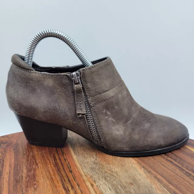 Franco Sarto Greco Ankle Boots Women's 6.5M Taupe Leather Zip Block Heel Booties