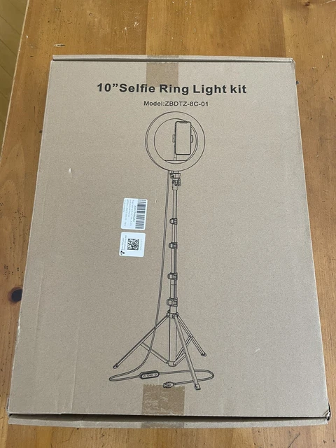 "Anillo de luz de 10"" con soporte de trípode ajustable de 53"" y soporte de teléfono para transmisión en vivo...