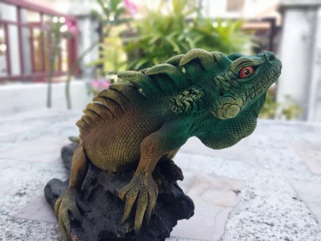 Wooden Iguana Lizard Handmade Crafted Sculpture Sawdust Home Decor Collectible 3