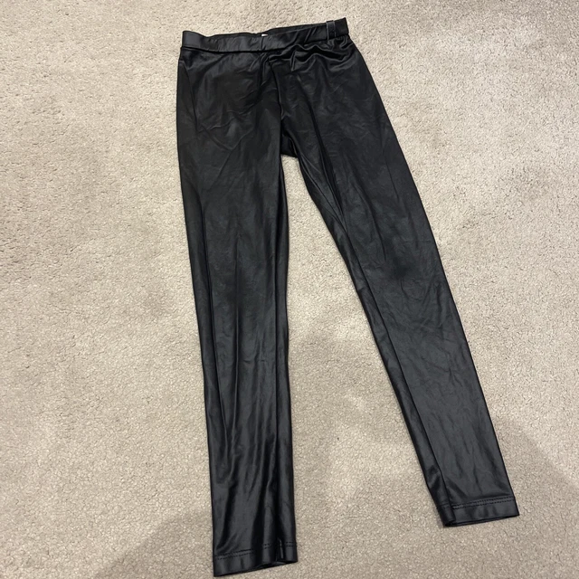 Black  GIRLS ZARA WET LOOK LEGGINGS AGE 9