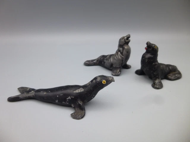 Vintage Timpo Lead Zoo SEA-LION x 2 & JoHillco SEAL / Britains Lead Zoo Animals⭐