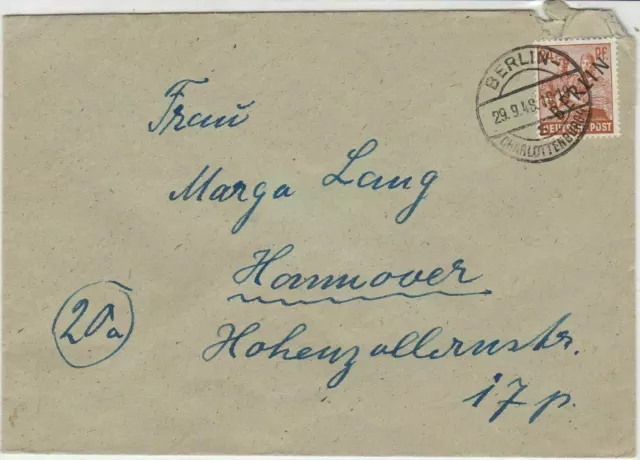 Germany 1948 Berlin Overprint Berlin Charlottenburg Cancel Stamps Cover Ref24071