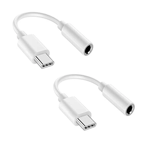 2 Pack USB C to 3.5mm Headphone Jack Adapter AUX Audio Dongle Cable Cord