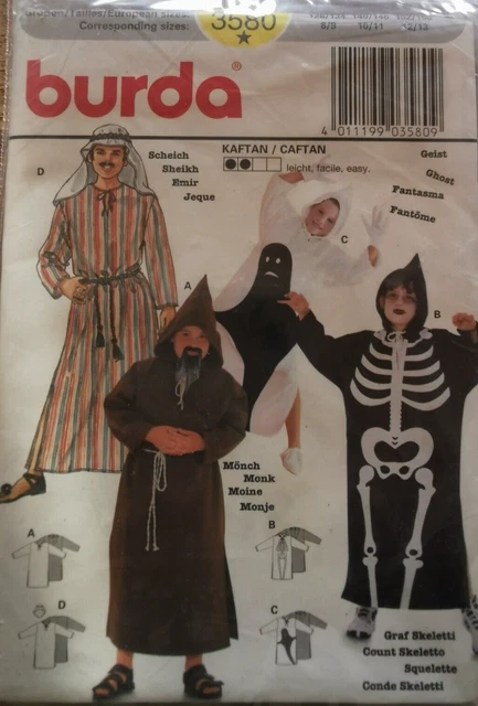 Patron Burda Costume Carnaval Arlequin Pussy Cat - Tailles 4 à 14 Ans - Neuf, Fabriqué En Allemagne
