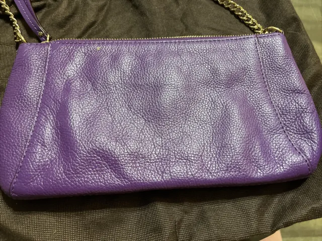 Kate Spade Wellesley Byrd Purple Gold Chain Shoulder Clutch Handbag Bag Purse 3