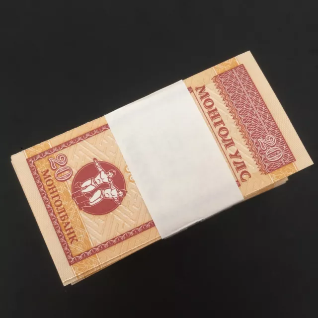 Brick 1000 PCS, Mongolia 20 Mongo, 1993, P-50, UNC, 10 Bundles