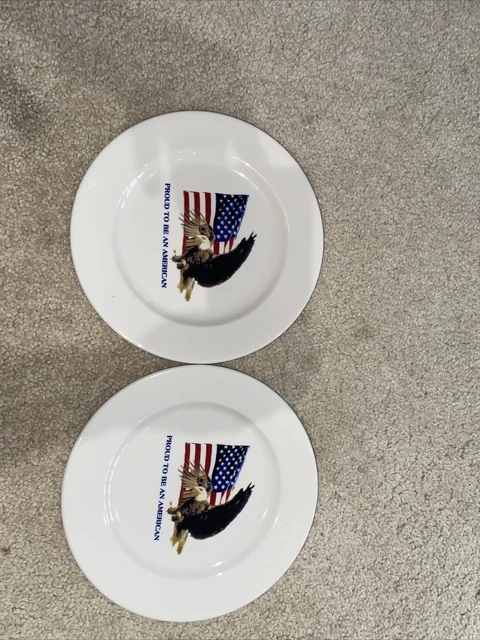 2002 Proud to be an American 9" Plate Made Syracuse China USA 2 Plates