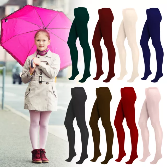 1-3 Pieces Girls Plain Knit Cotton Rich Uniform School Nifty Tights 0-13 yrs Lot