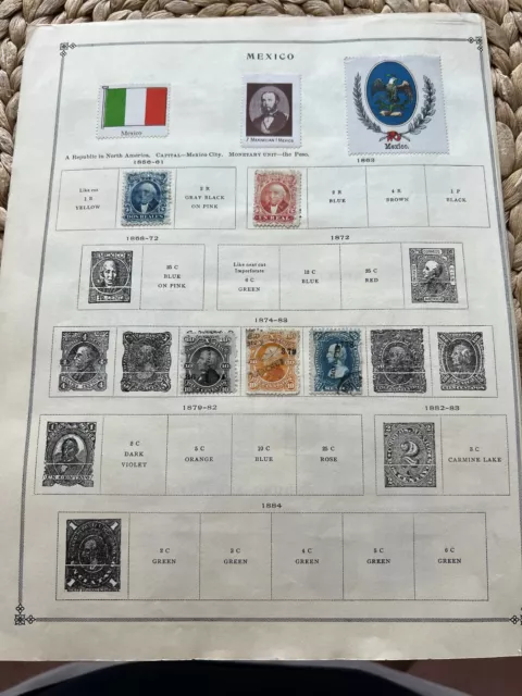 Briefmarken Sammlug Mexiko - Mexico auf alten Vordrucken, viele Bilder unten