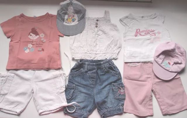 Lote verano niña 6 meses: pantalones, blusas, camiseta, gorras. COMBINO ENVÍOS